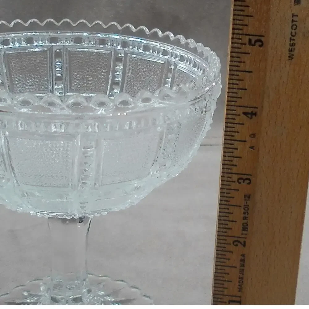 Imperial Footed Open Jam/Jelly Beaded Block Clear Pedestal Compote Vintage Glass